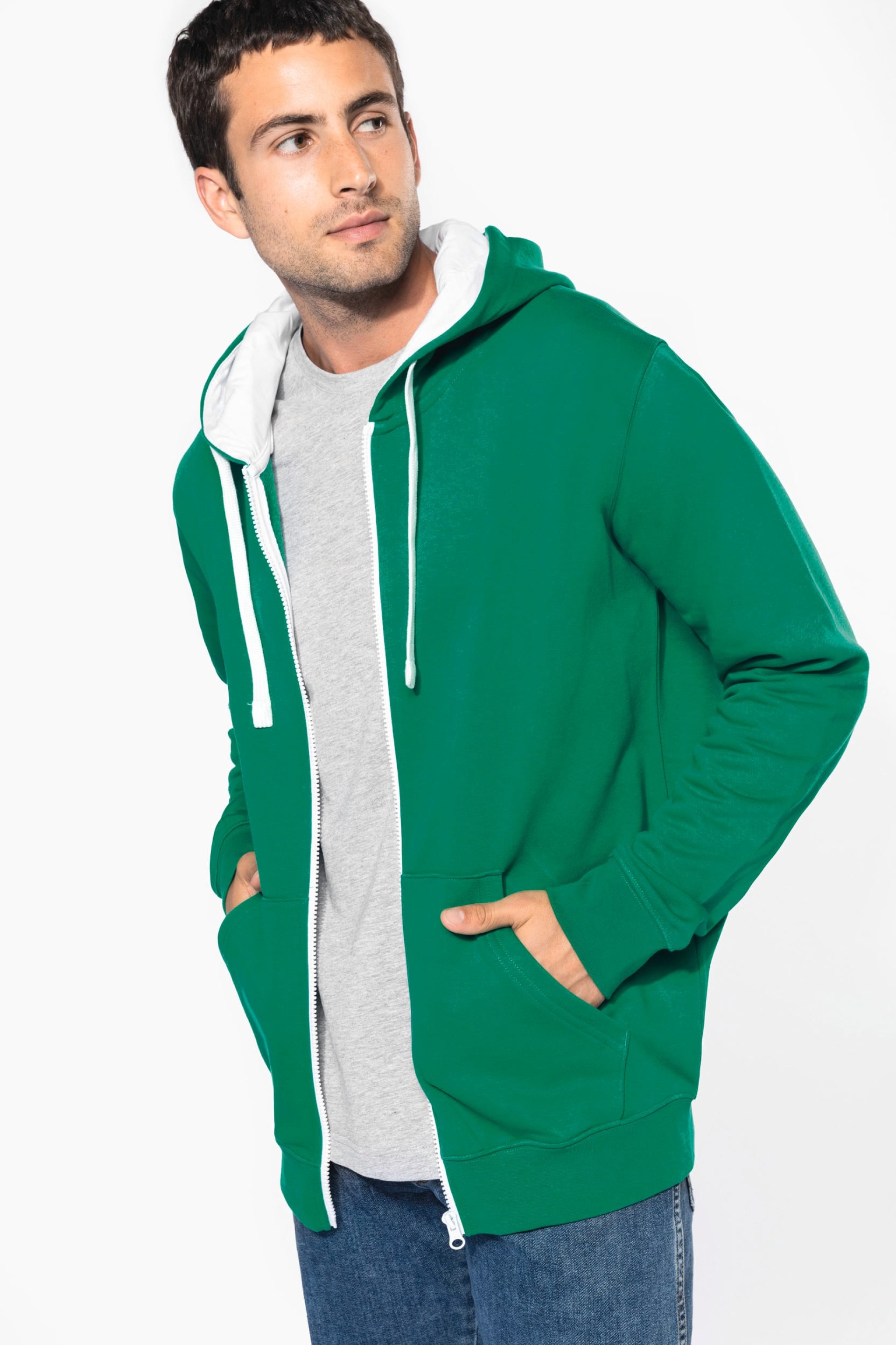 Casaco sweatshirt com capuz em contraste - K466