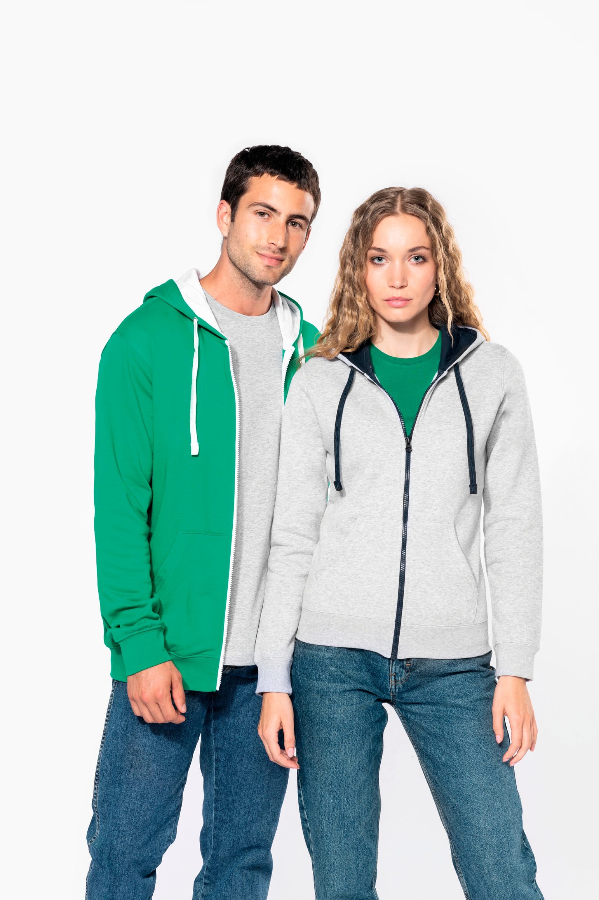 Casaco sweatshirt com capuz em contraste - K466
