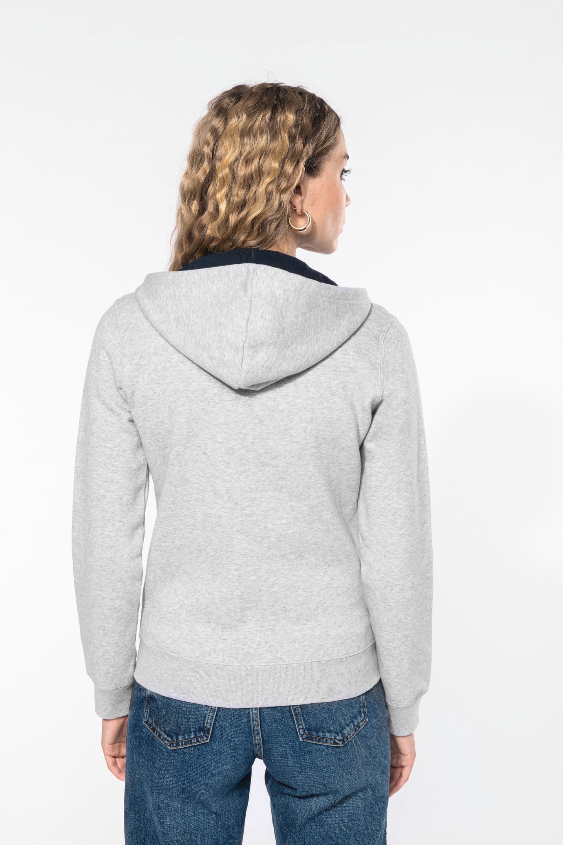 Casaco sweatshirt com capuz em contraste senhora - K467