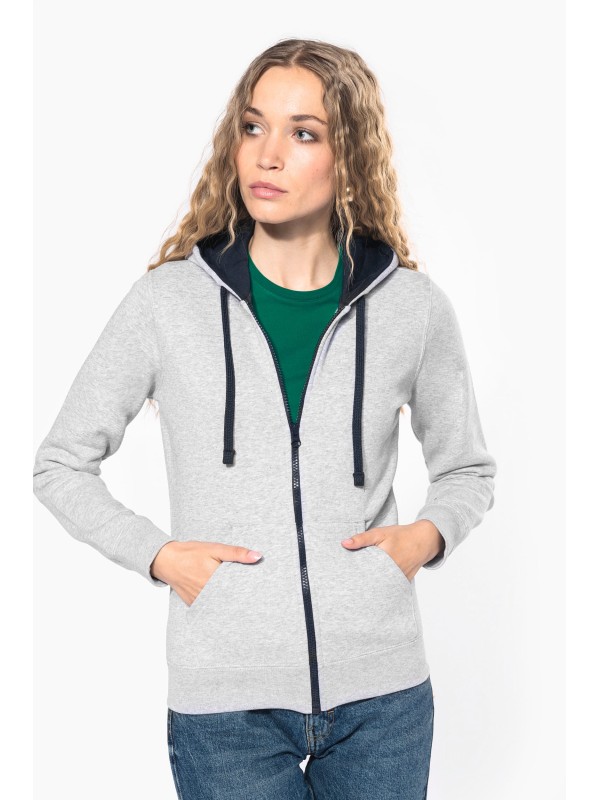 Casaco sweatshirt com capuz em contraste senhora - K467