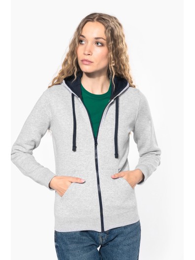 Casaco sweatshirt com capuz em contraste senhora - K467