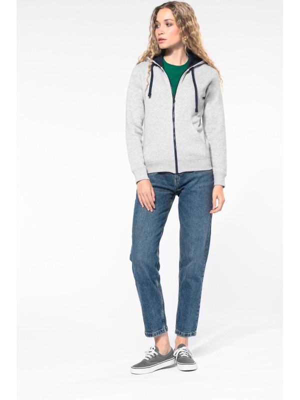 Casaco sweatshirt com capuz em contraste senhora - K467