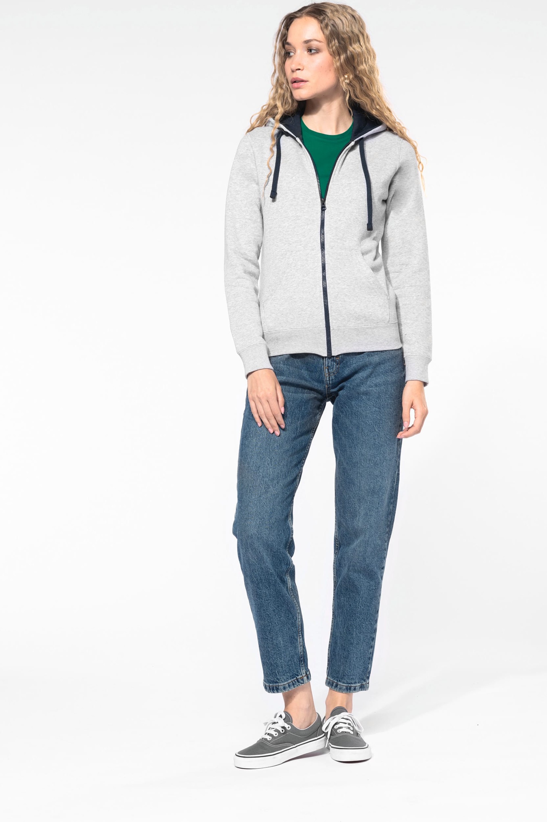 Casaco sweatshirt com capuz em contraste senhora - K467