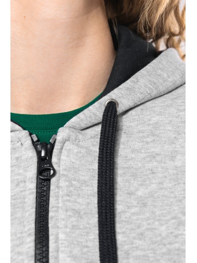 Casaco sweatshirt com capuz em contraste senhora - K467