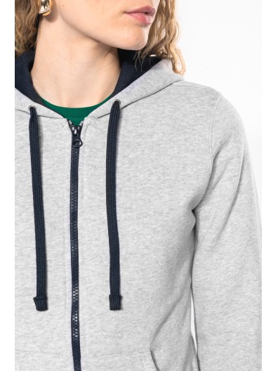 Casaco sweatshirt com capuz em contraste senhora - K467