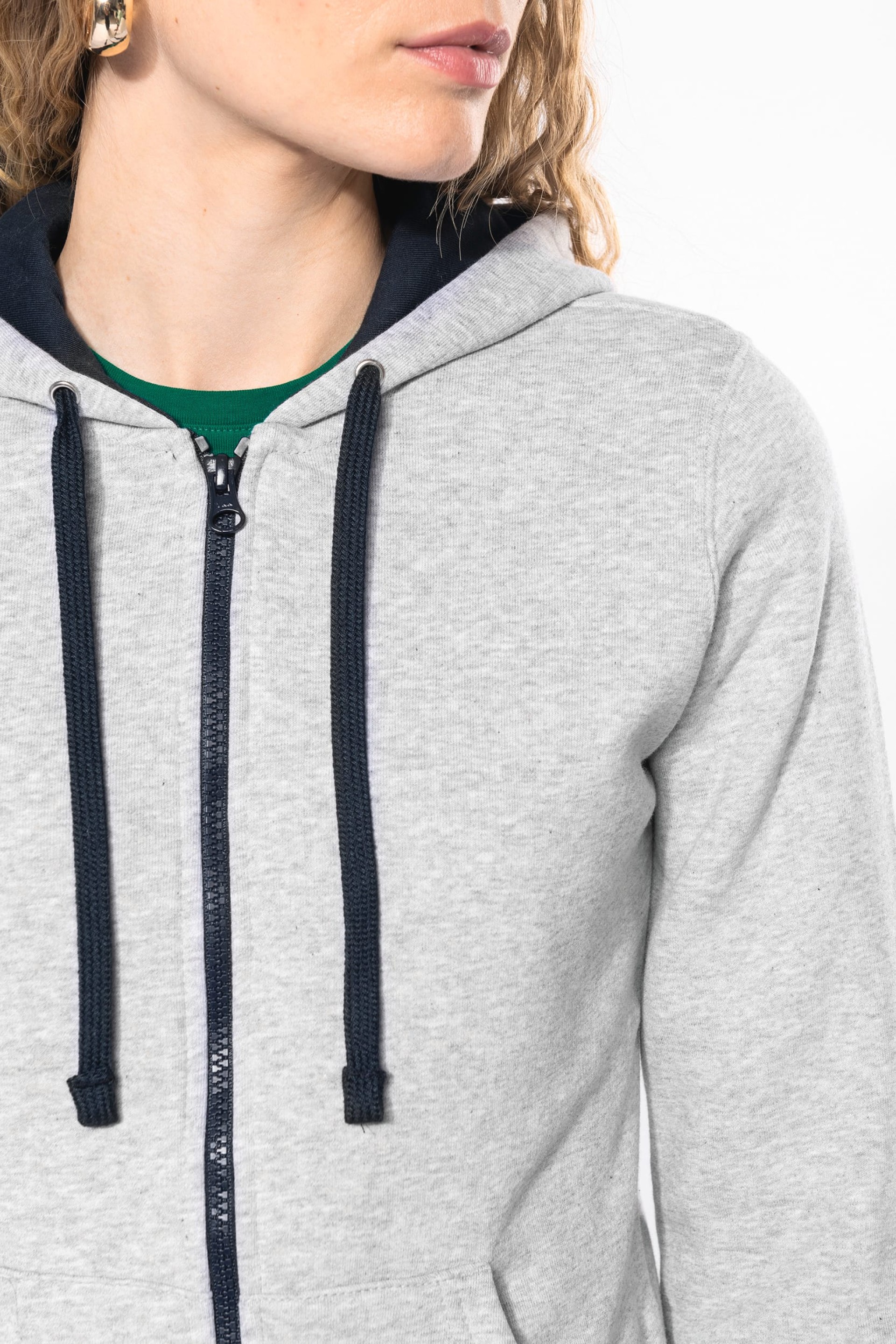 Casaco sweatshirt com capuz em contraste senhora - K467