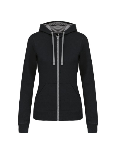 Casaco sweatshirt com capuz em contraste senhora - K467