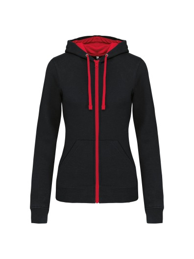 Casaco sweatshirt com capuz em contraste senhora - K467 Casaco sweatshirt com capuz em contraste senhora - K467