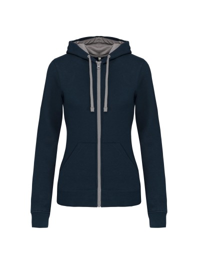 Casaco sweatshirt com capuz em contraste senhora - K467 Casaco sweatshirt com capuz em contraste senhora - K467