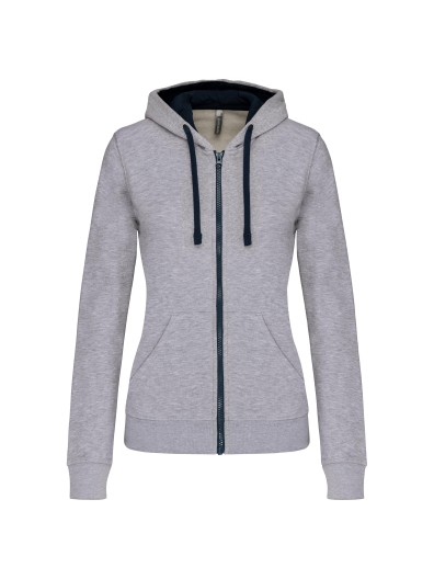 Casaco sweatshirt com capuz em contraste senhora - K467