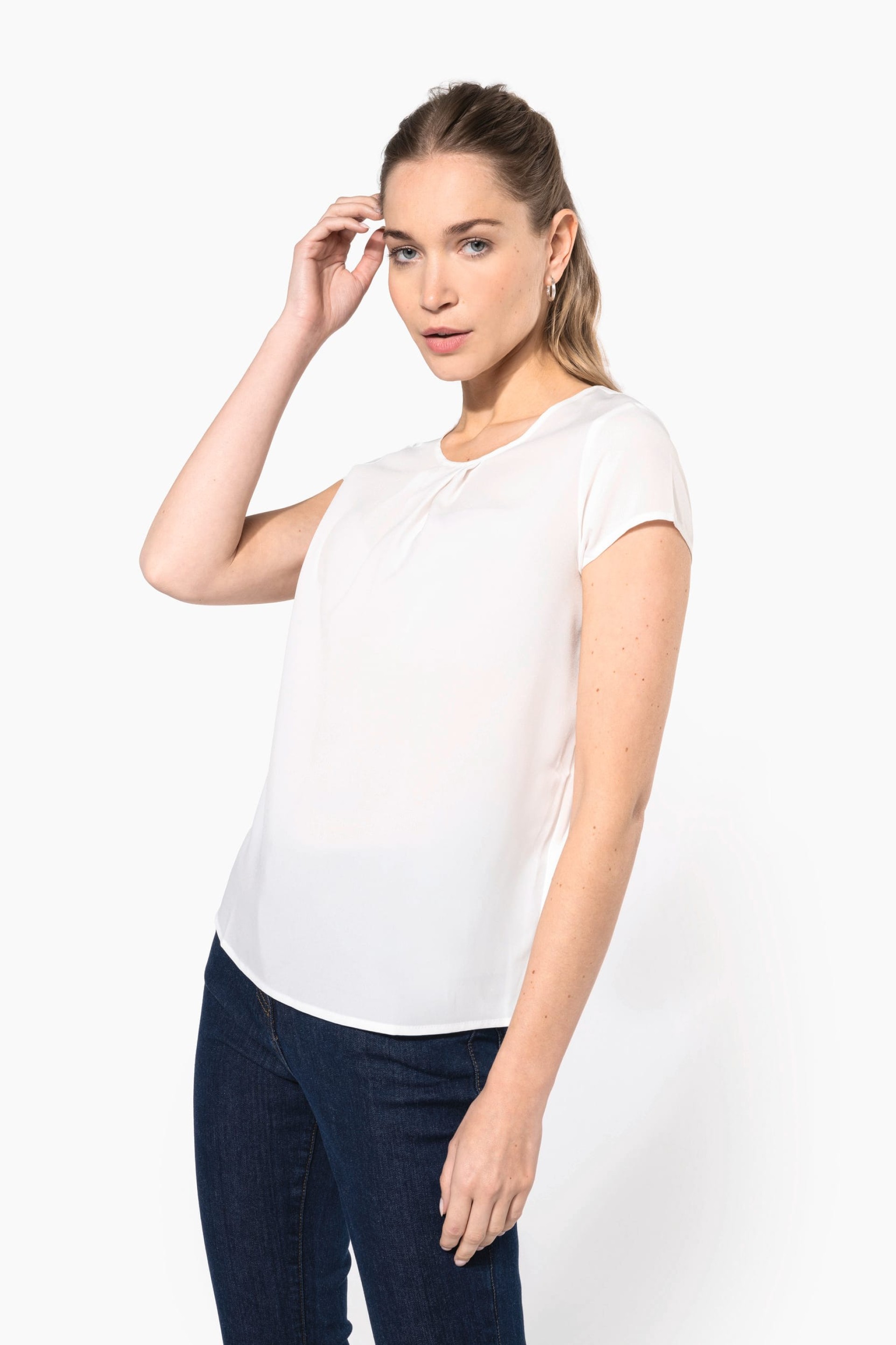 Blusa em crepe de manga curta - K5002