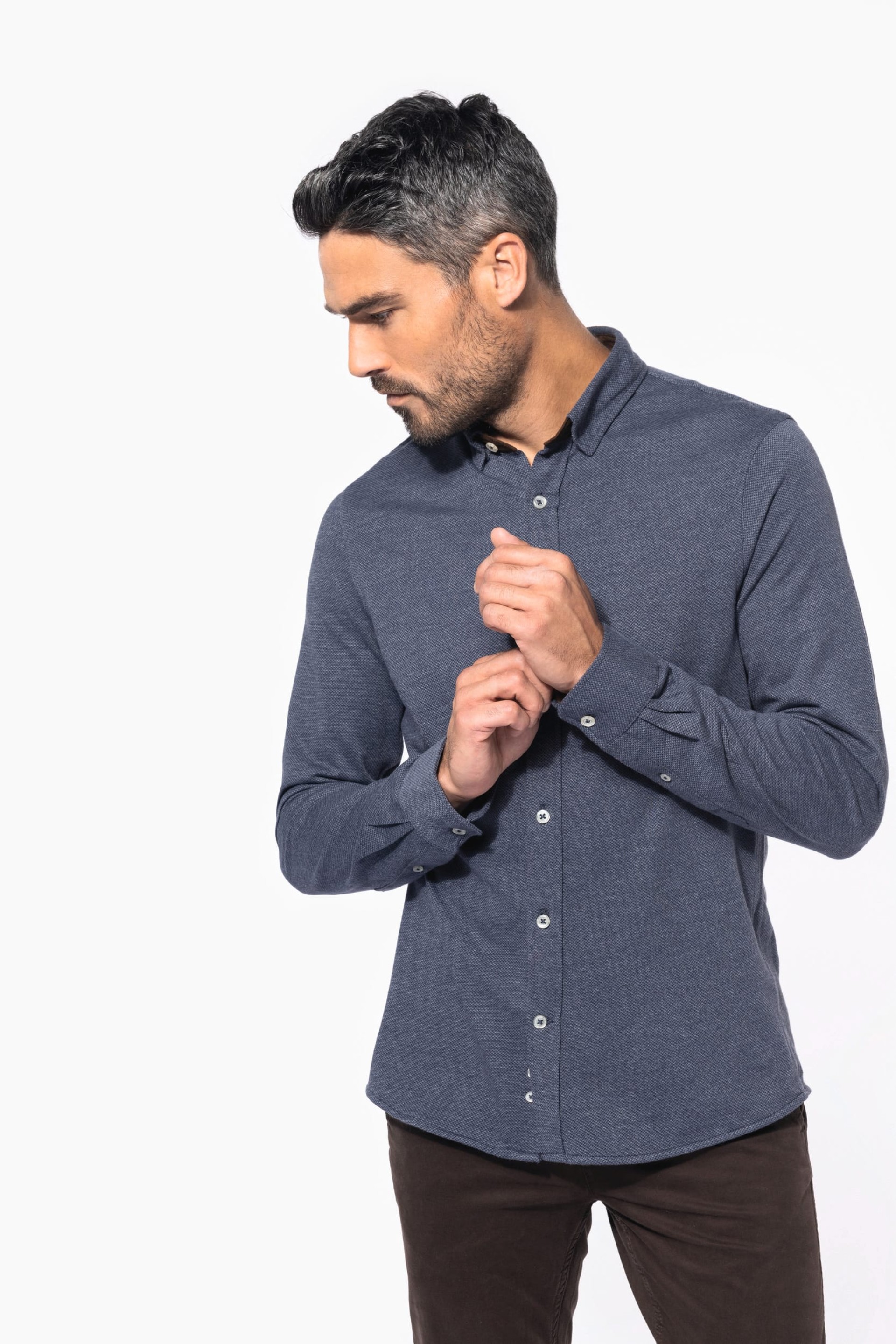 Polo em jacquard de manga comprida - K507