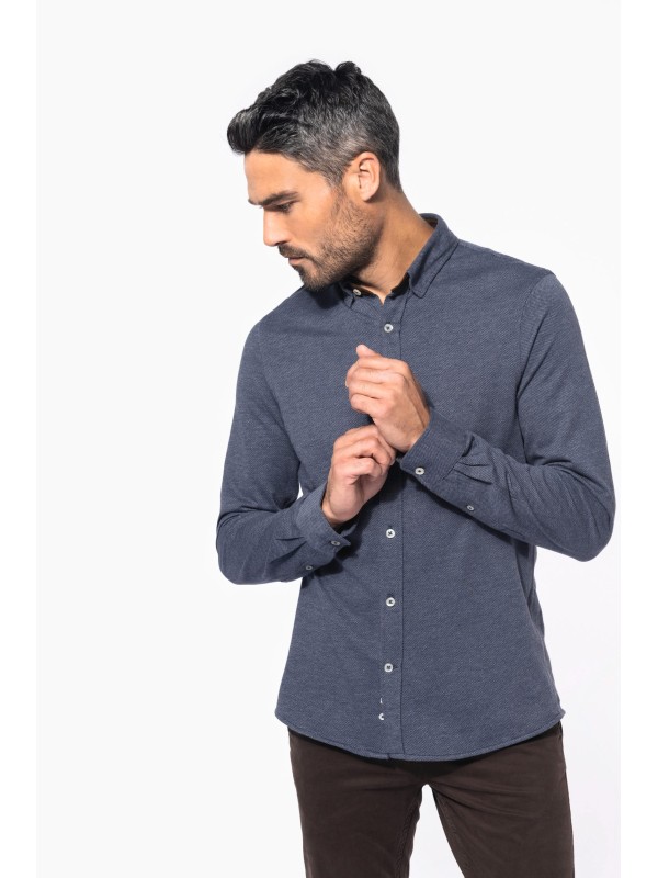 Polo em jacquard de manga comprida - K507