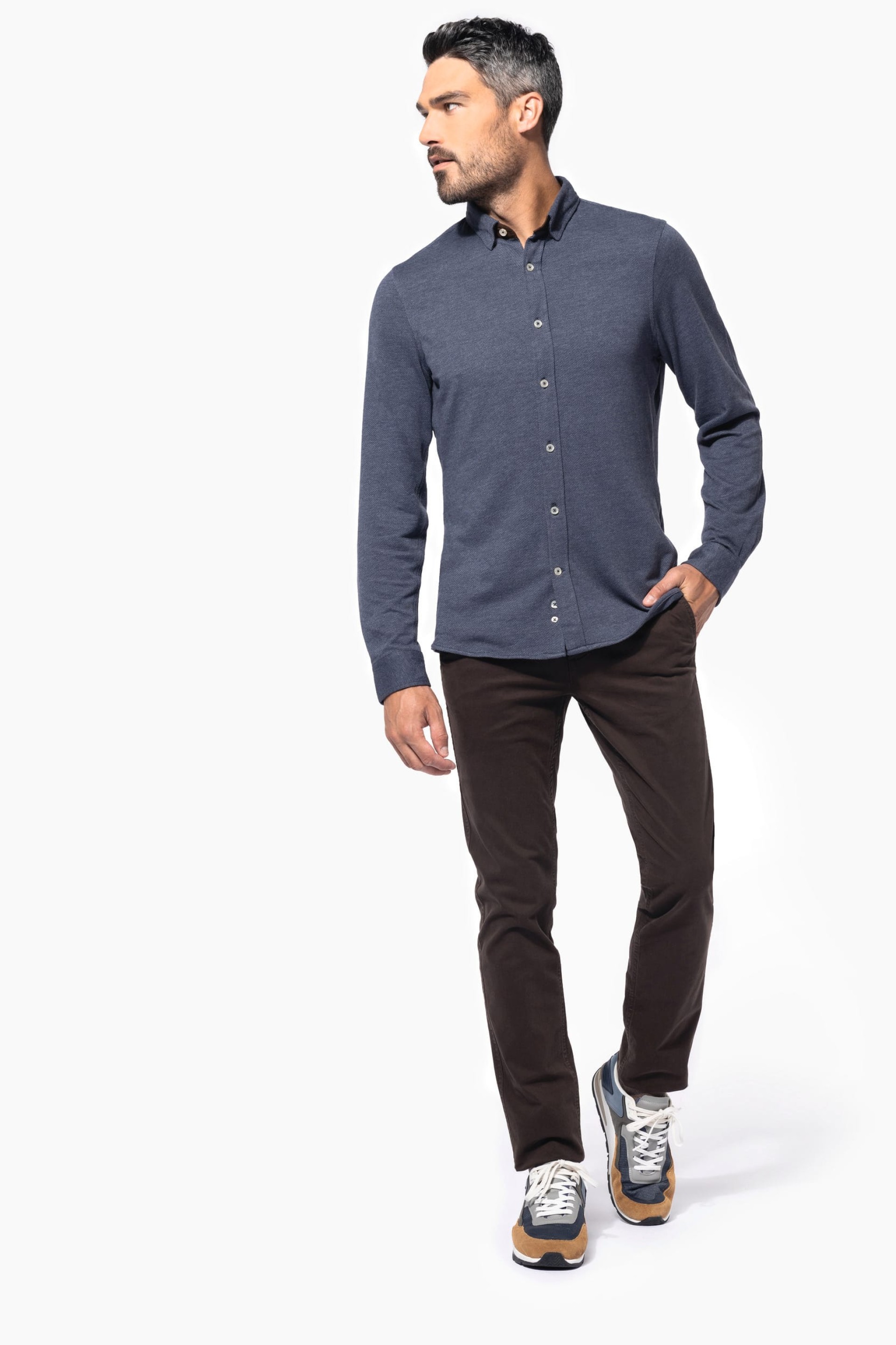 Polo em jacquard de manga comprida - K507