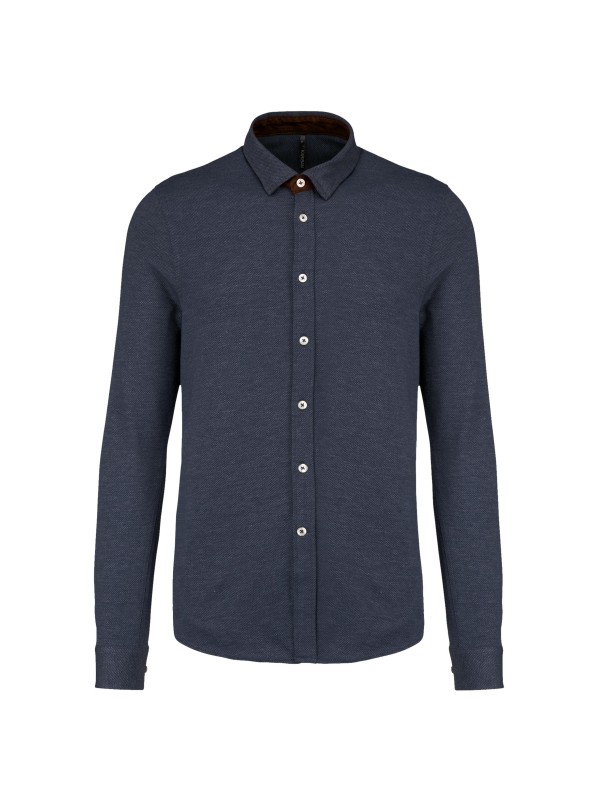 Polo em jacquard de manga comprida - K507