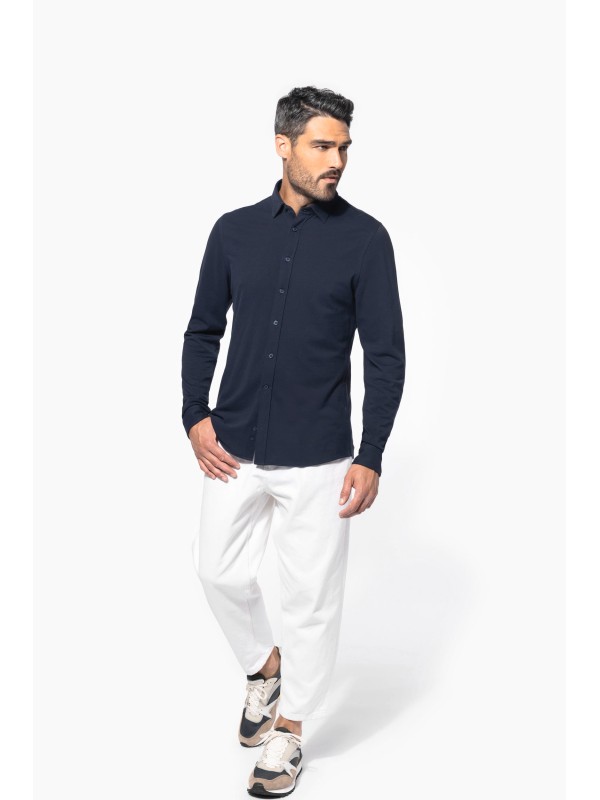 Polo em malha piqu� de manga comprida - K508