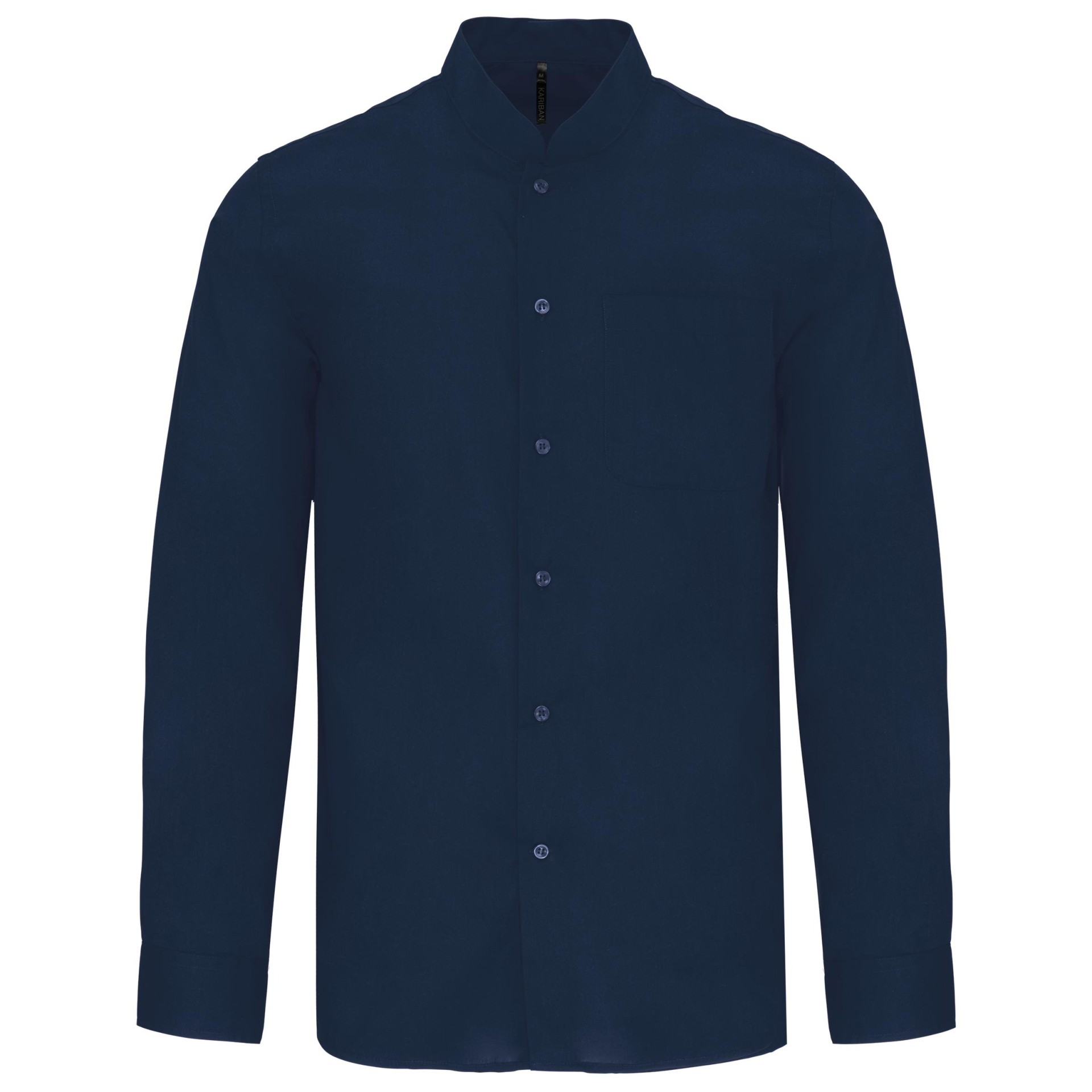 Camisa com gola à padre de manga comprida - K515C