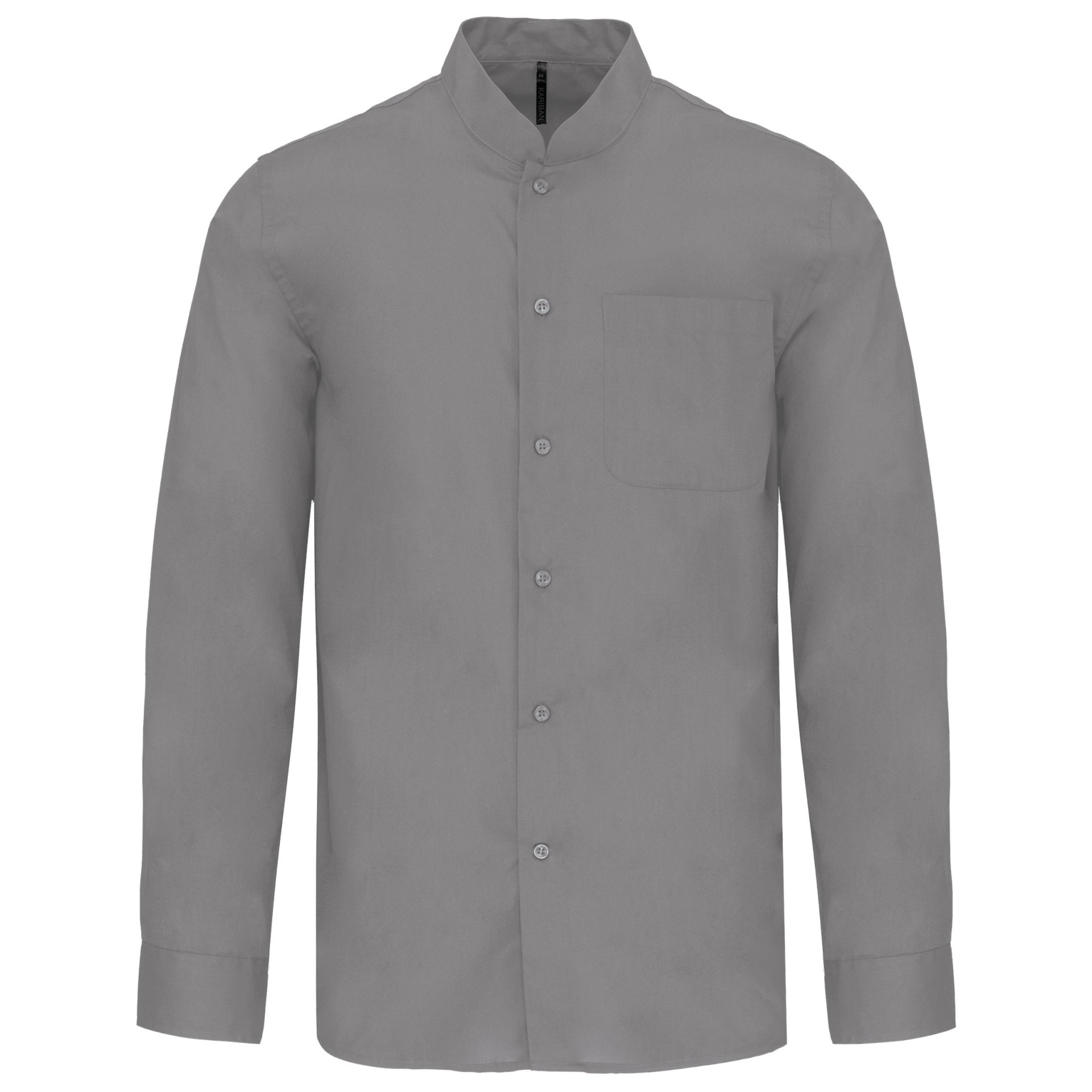 Camisa com gola à padre de manga comprida - K515C