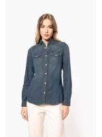 Camisa em ganga manga comprida - K518