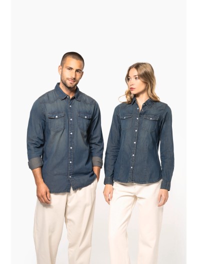 Camisa em ganga manga comprida - K518