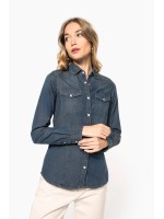 Camisa em ganga manga comprida - K518