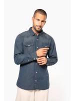 Camisa em ganga de manga comprida - K519