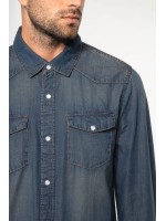 Camisa em ganga de manga comprida - K519