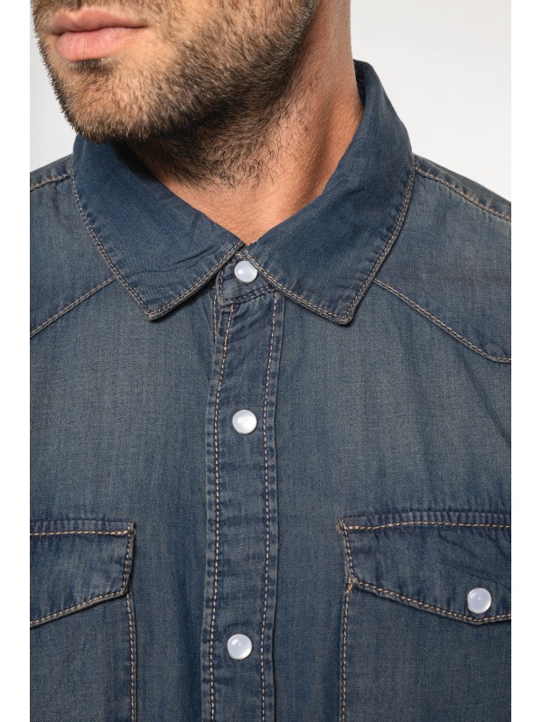 Camisa em ganga de manga comprida - K519