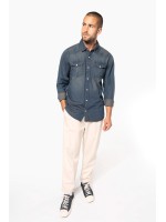 Camisa em ganga de manga comprida - K519