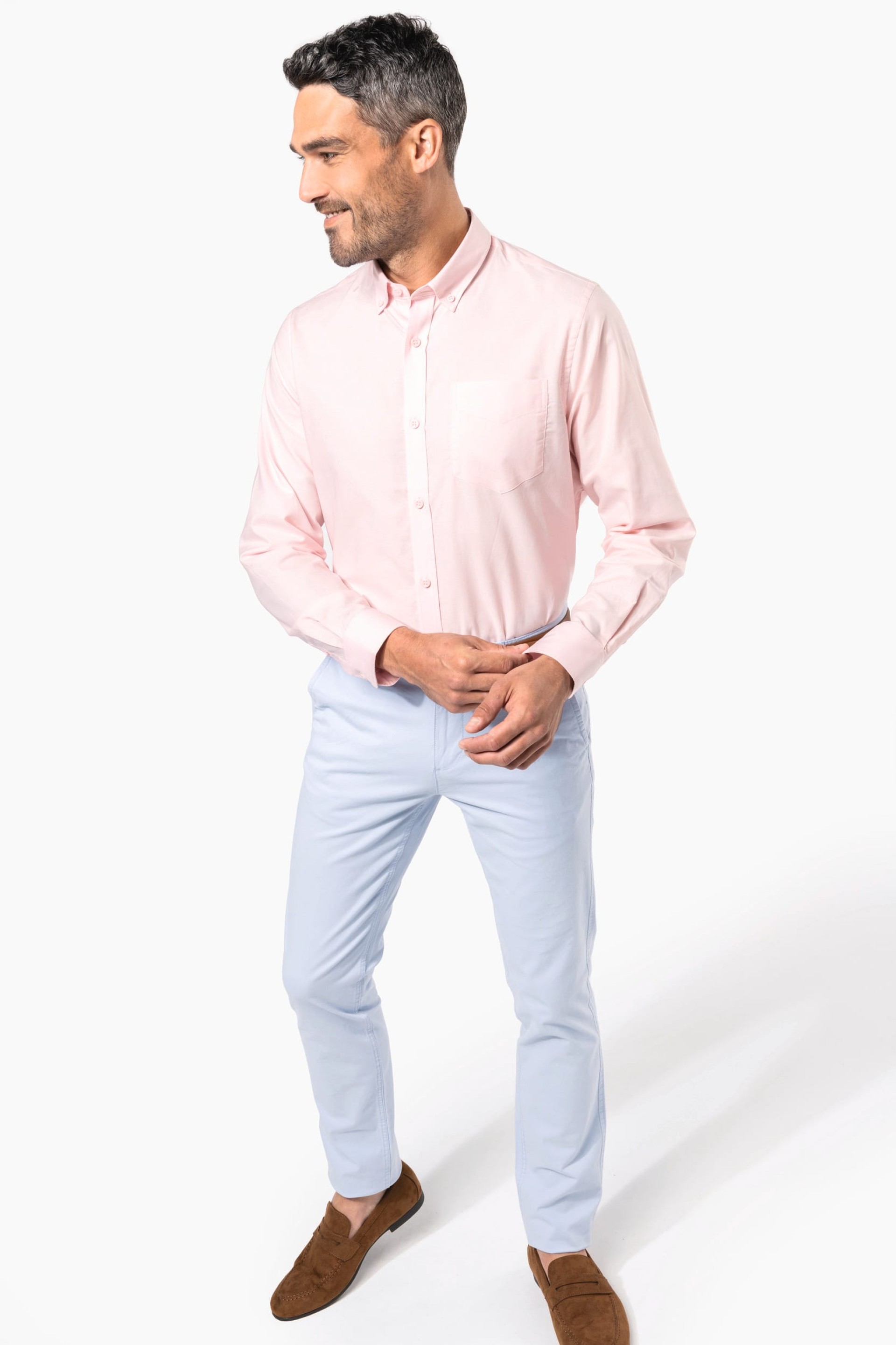 Camisa manga comprida em Oxford de tratamento fácil - K533C