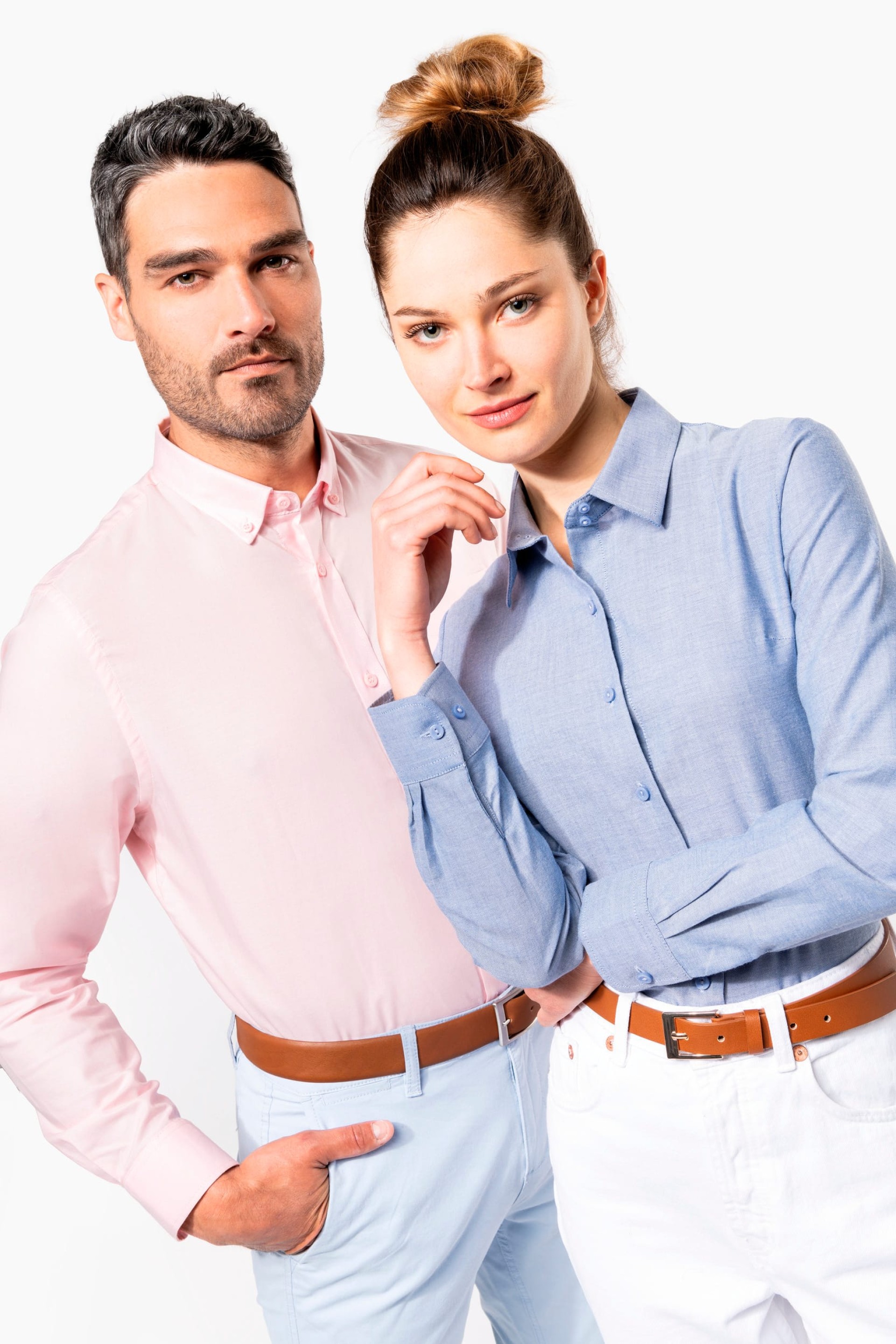 Camisa manga comprida em Oxford de tratamento fácil - K533C