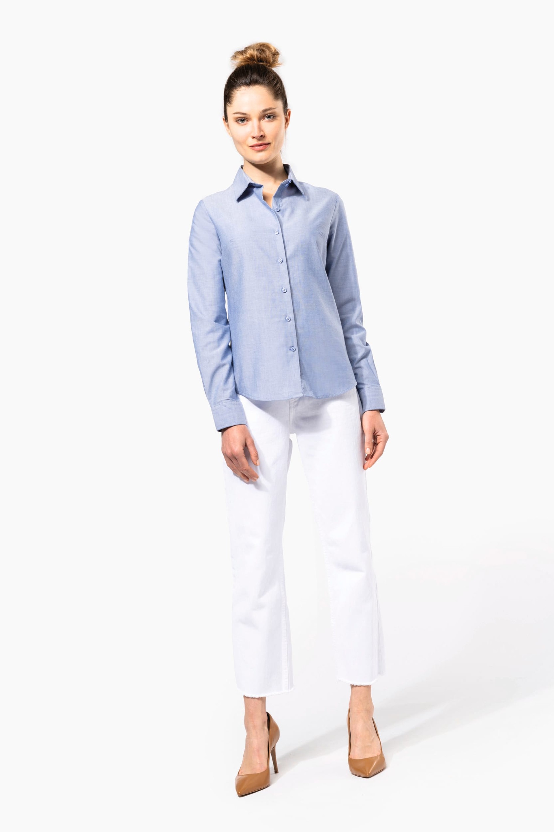 Camisa manga comprida em Oxford de tratamento fácil - K534