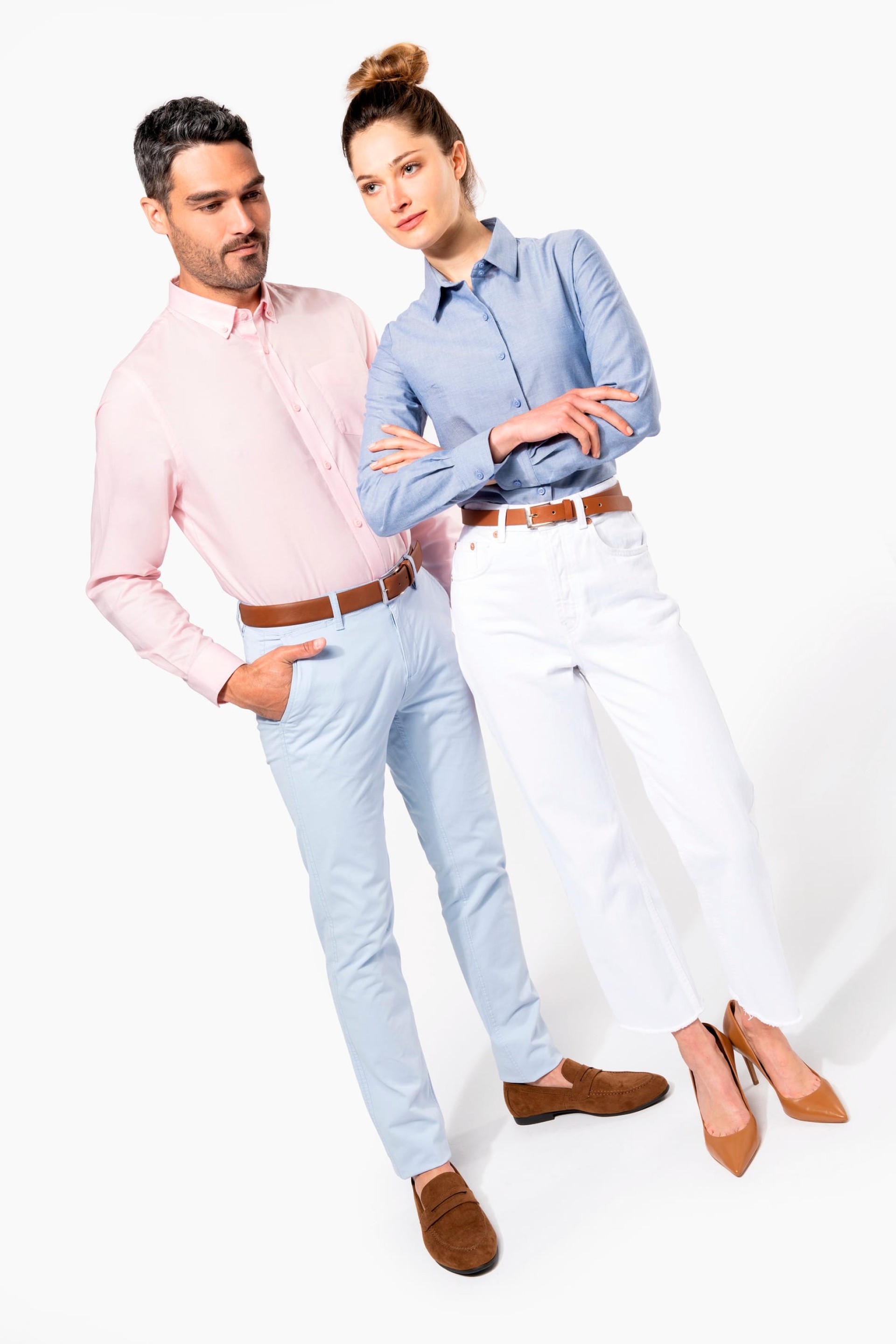 Camisa manga comprida em Oxford de tratamento fácil - K534