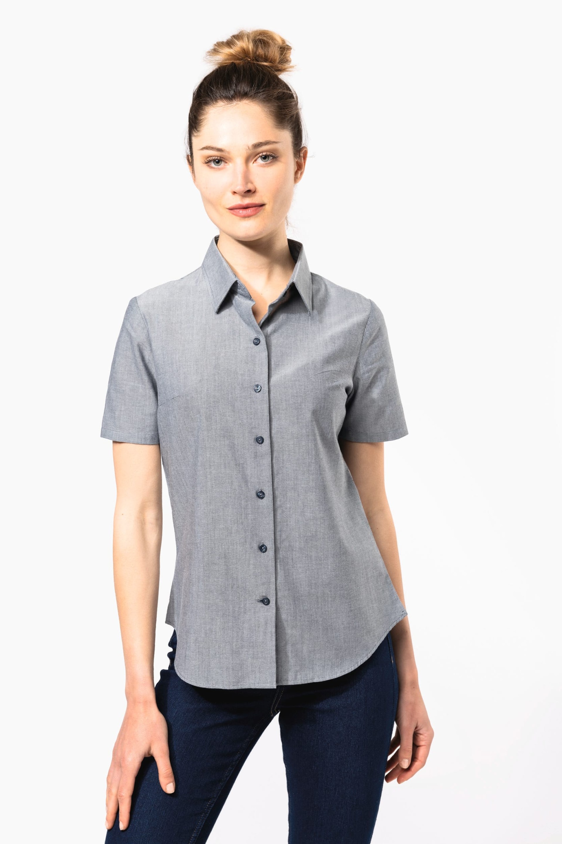 Camisa manga curta em Oxford tratamento fácil - K536C