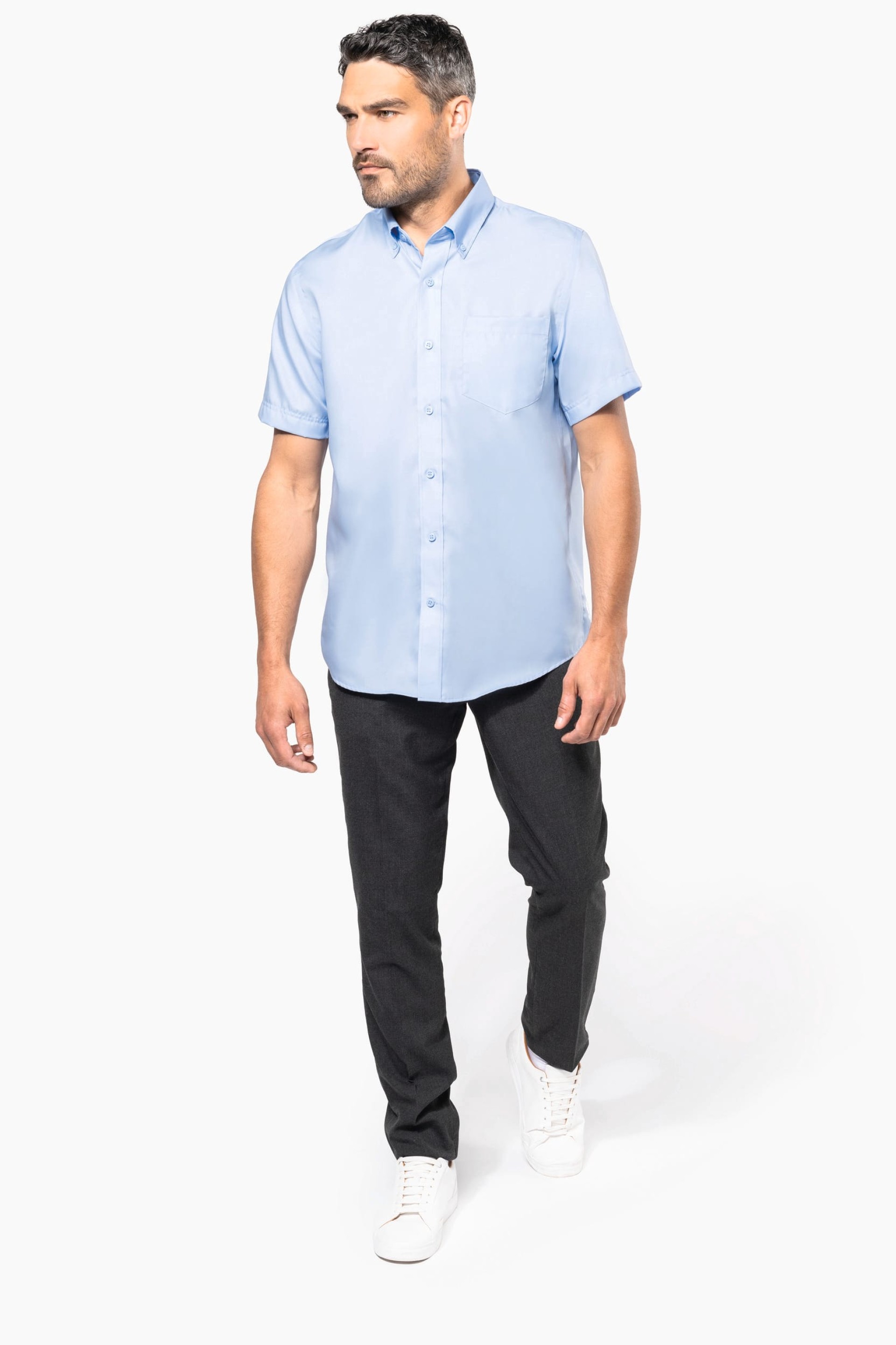 Camisa micro sarja manga curta supreme não precisa passar a ferro - K539C