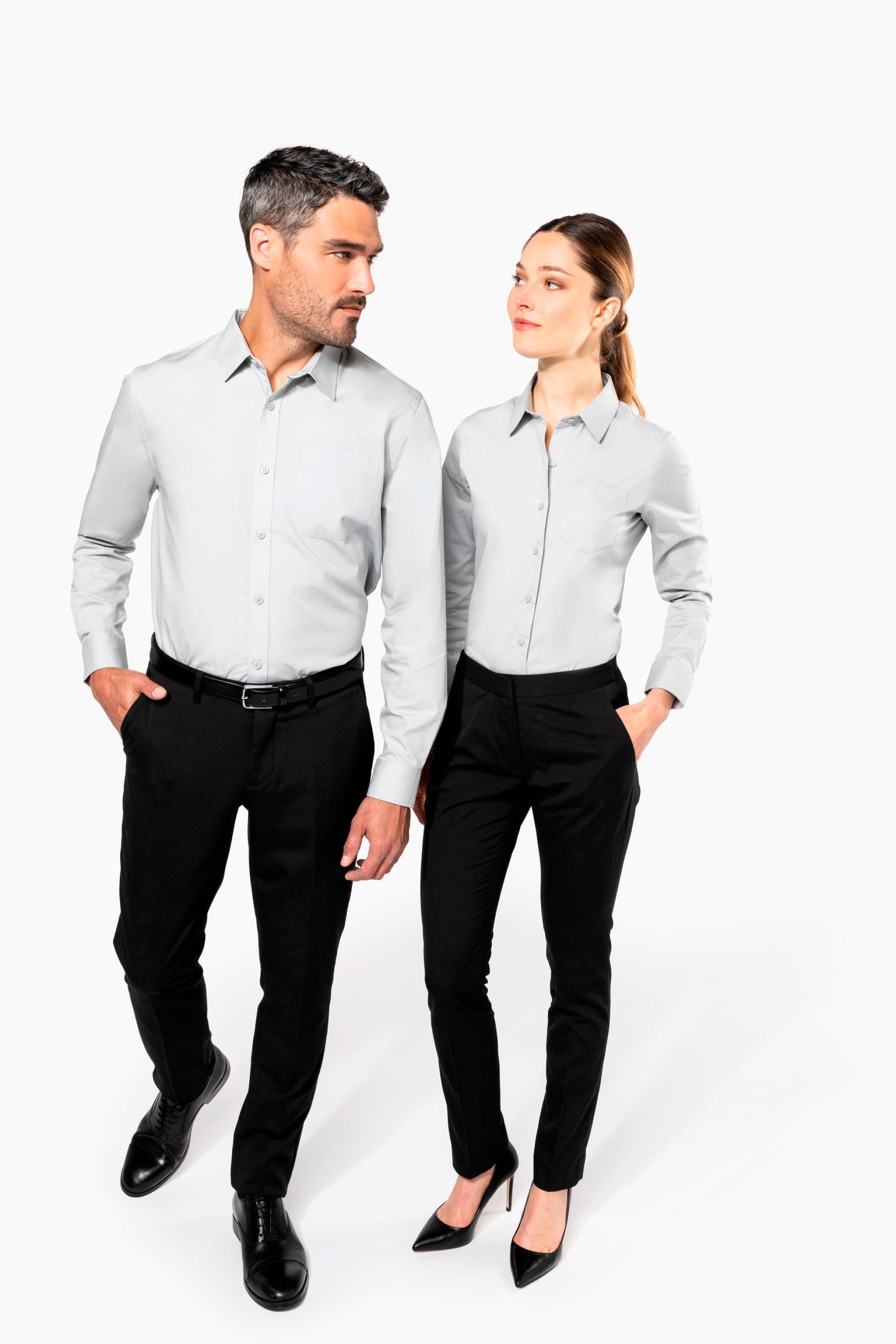 Camisa manga comprida em popeline de tratamento fácil - K541