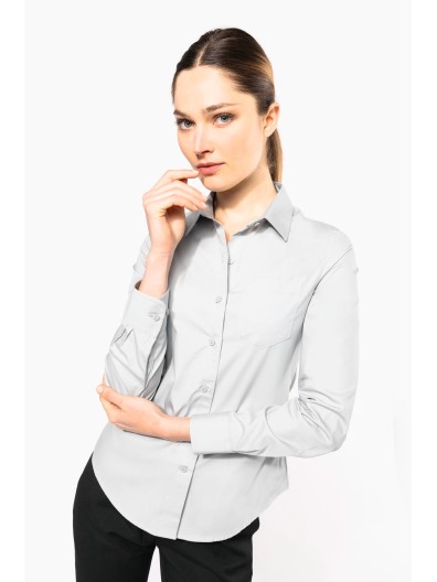 Camisa de manga comprida em popeline tratamento f�cil - K542C