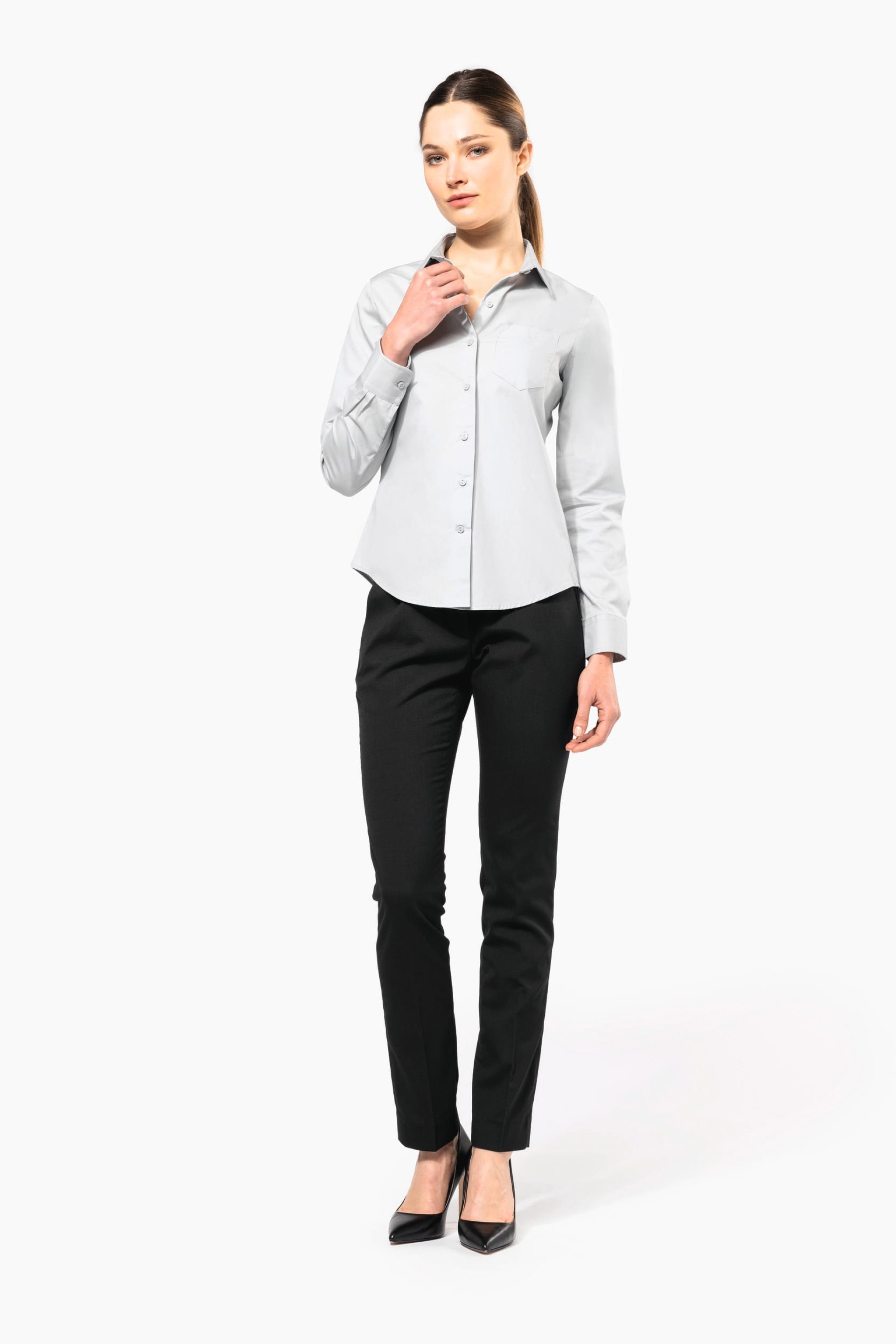 Camisa de manga comprida em popeline tratamento fácil - K542C