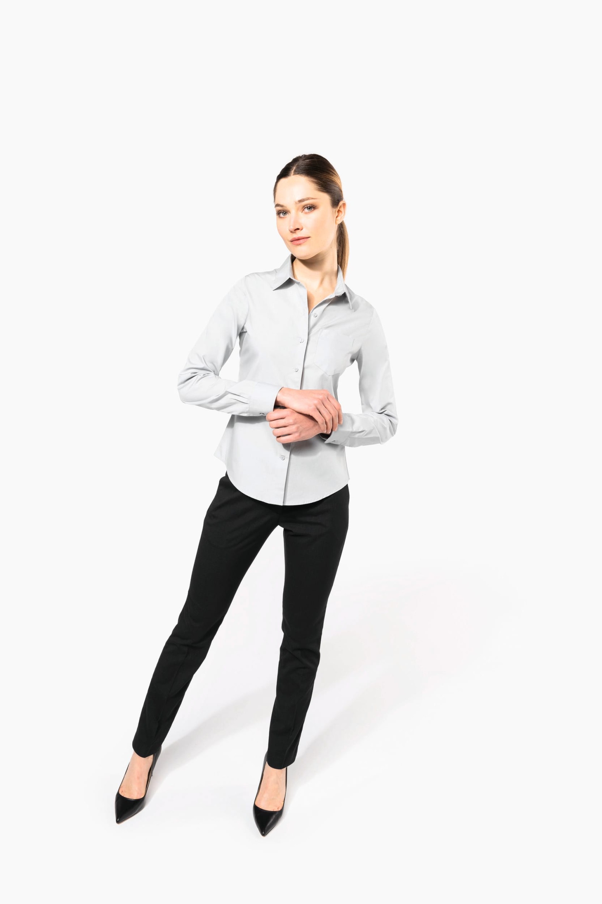 Camisa de manga comprida em popeline tratamento fácil - K542C