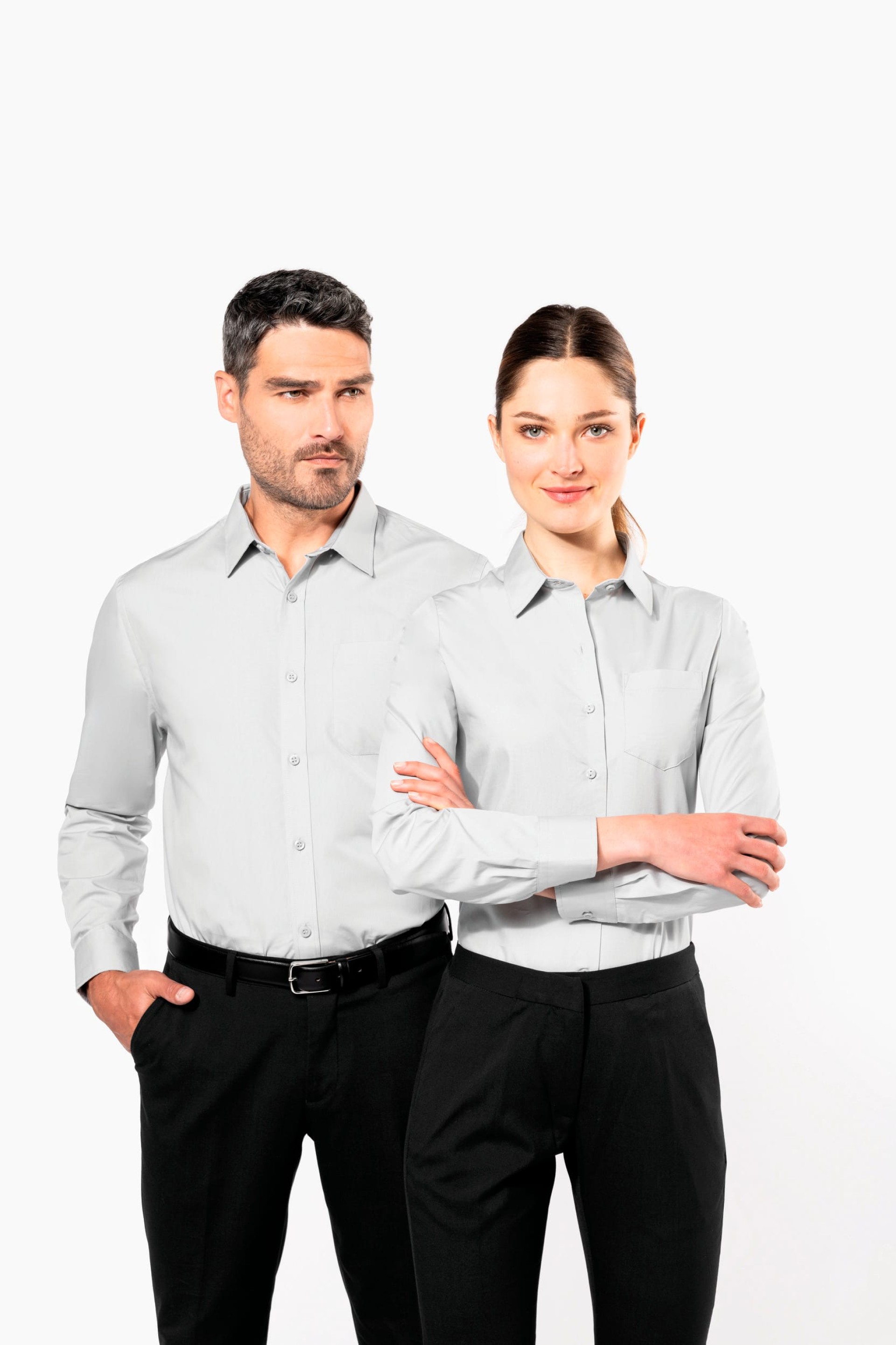 Camisa de manga comprida em popeline tratamento fácil - K542C