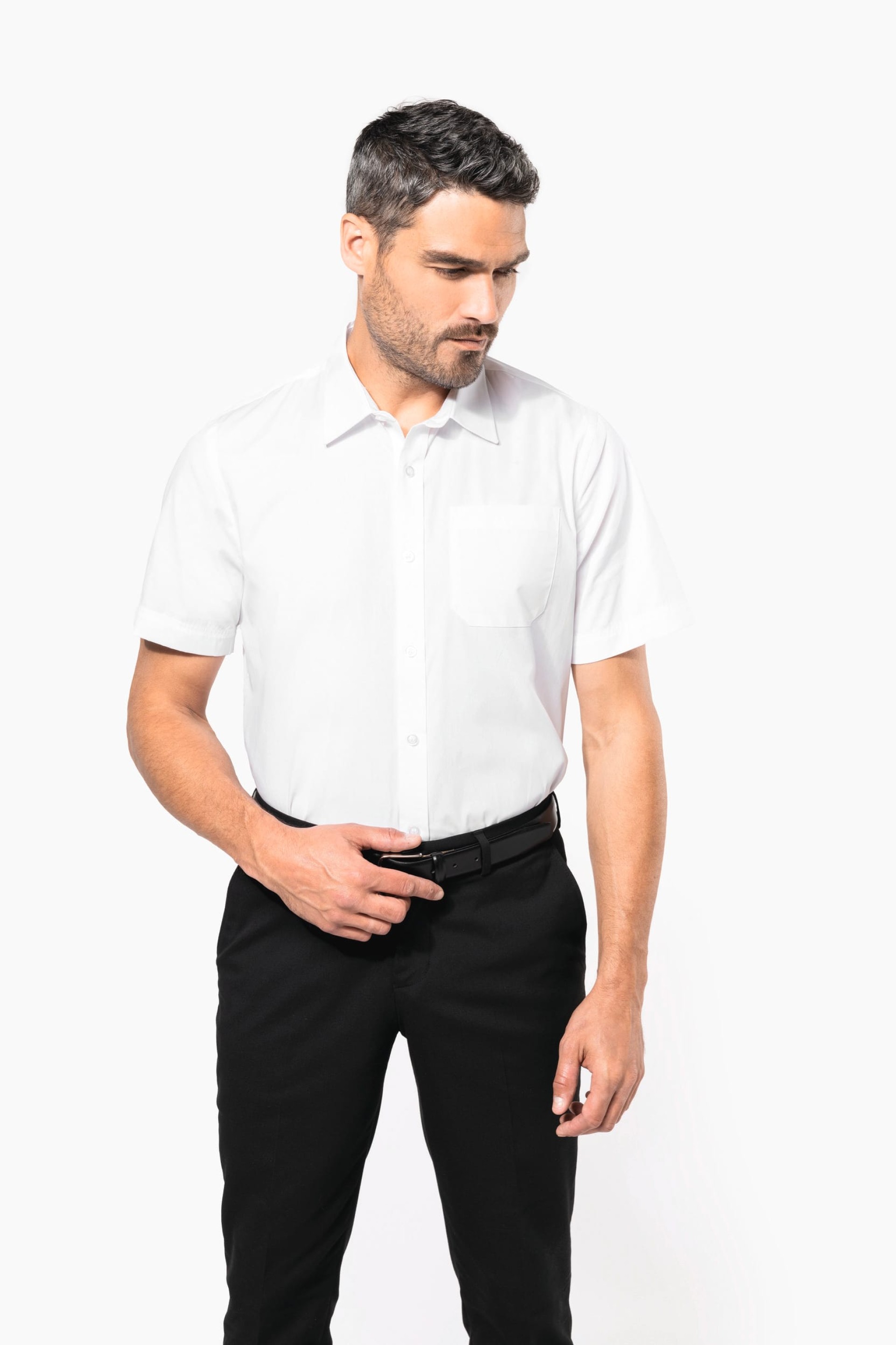 Camisa de manga curta em popeline tratamento fácil - K543C