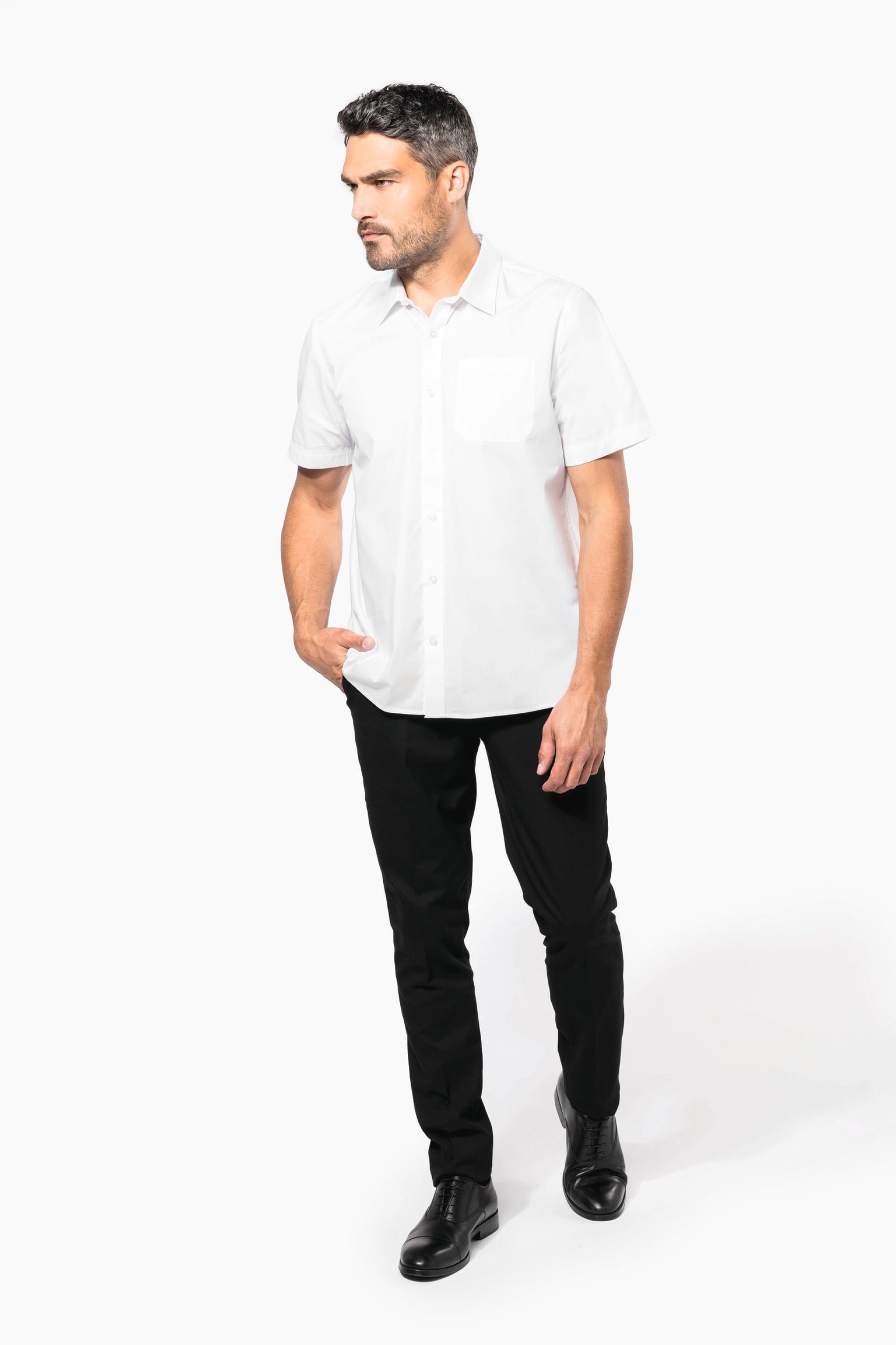 Camisa de manga curta em popeline tratamento fácil - K543C