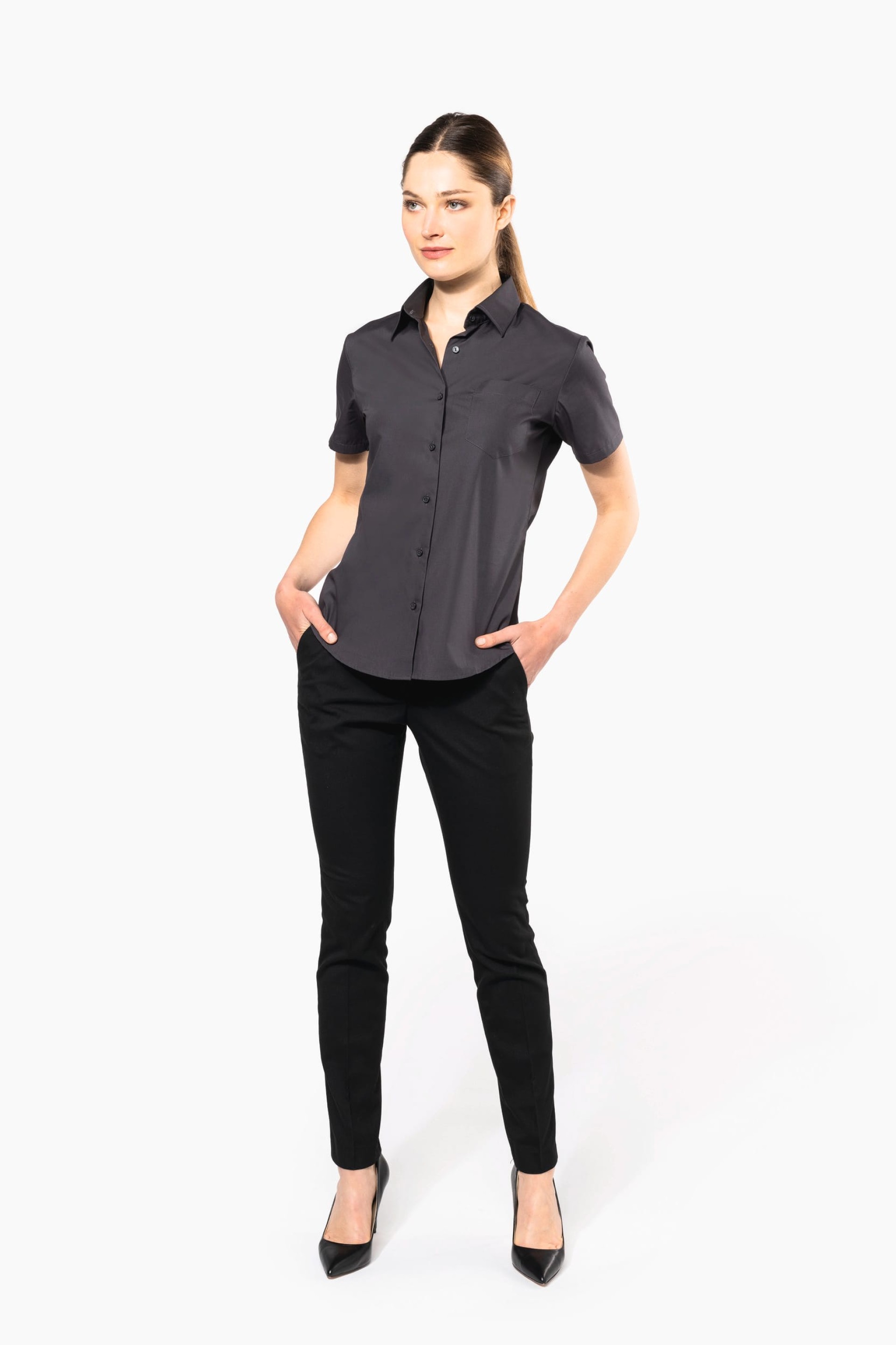 Camisa manga curta em popeline tratamento fácil - K544C