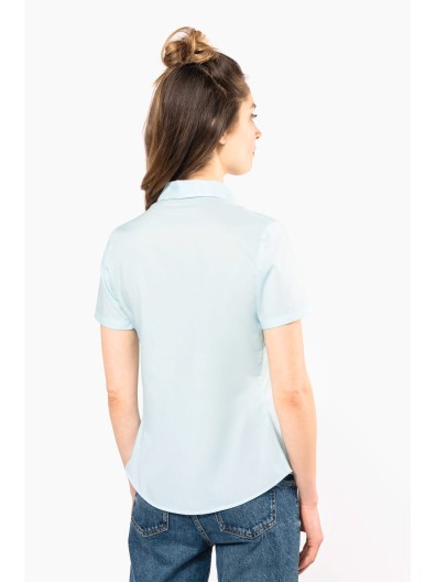 Camisa popeline polister / algodo manga curta de tratamento fcil