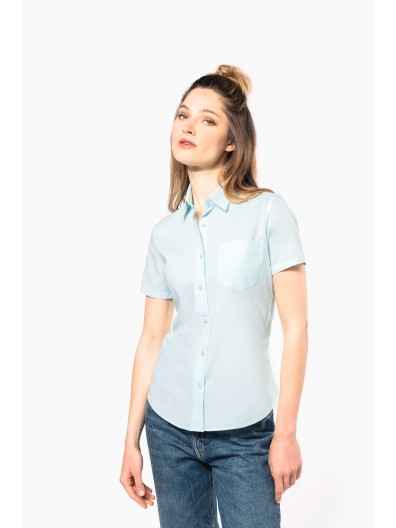 Camisa popeline polister / algodo manga curta de tratamento fcil