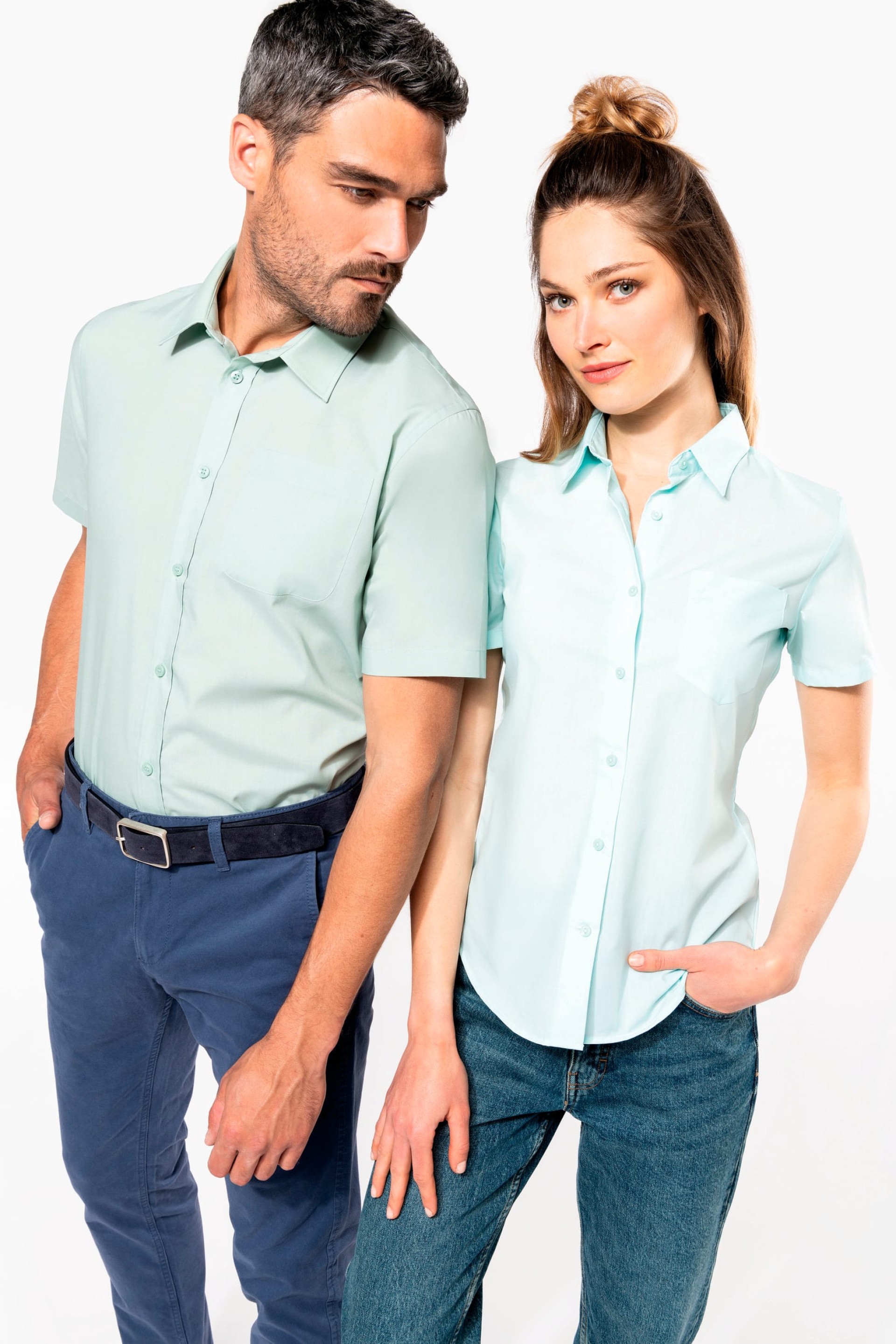 Camisa popeline manga curta de tratamento fácil - K548C