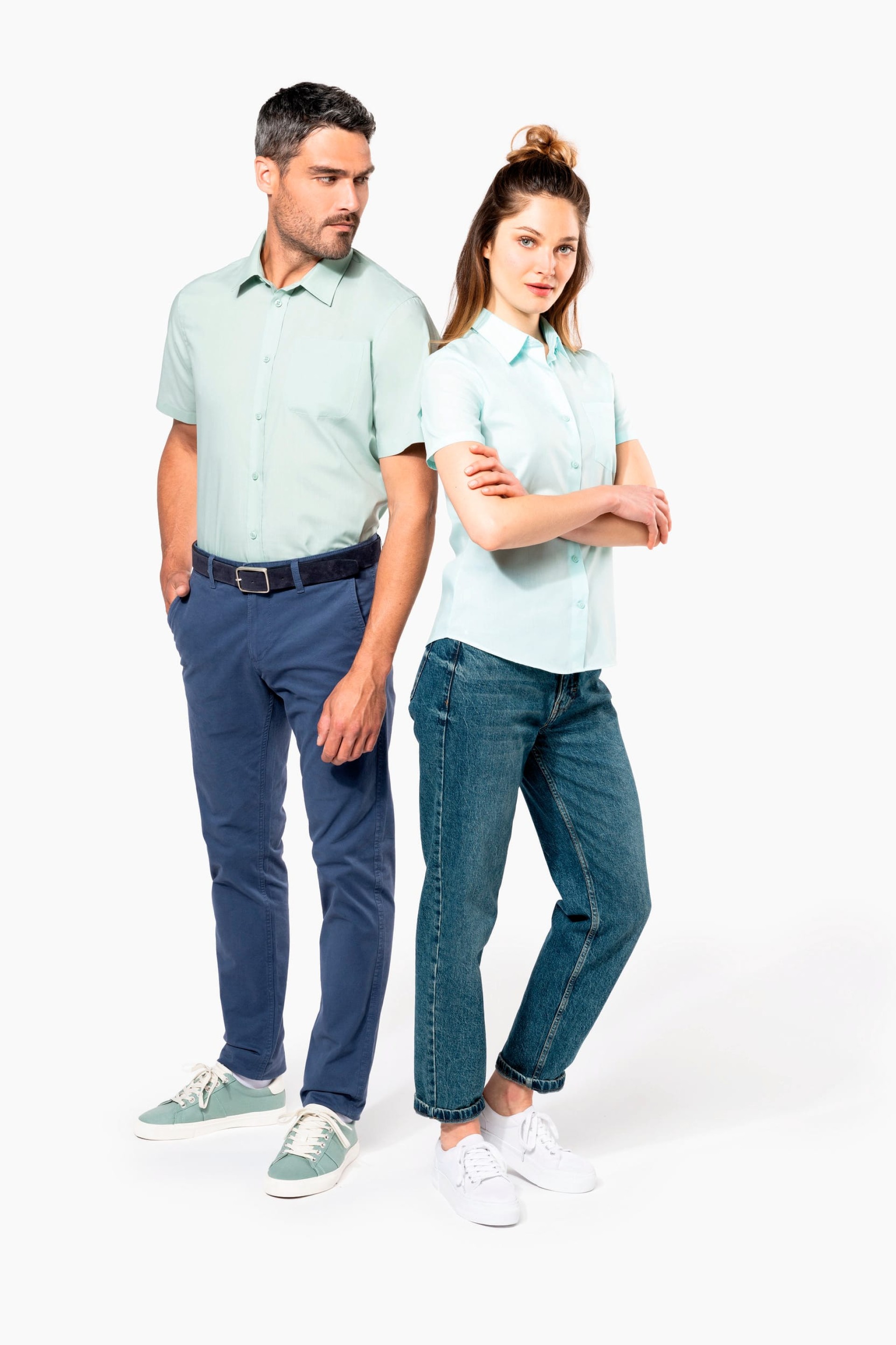 Camisa popeline manga curta de tratamento fácil - K548C