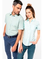Camisa popeline polister / algodo manga curta de tratamento fcil