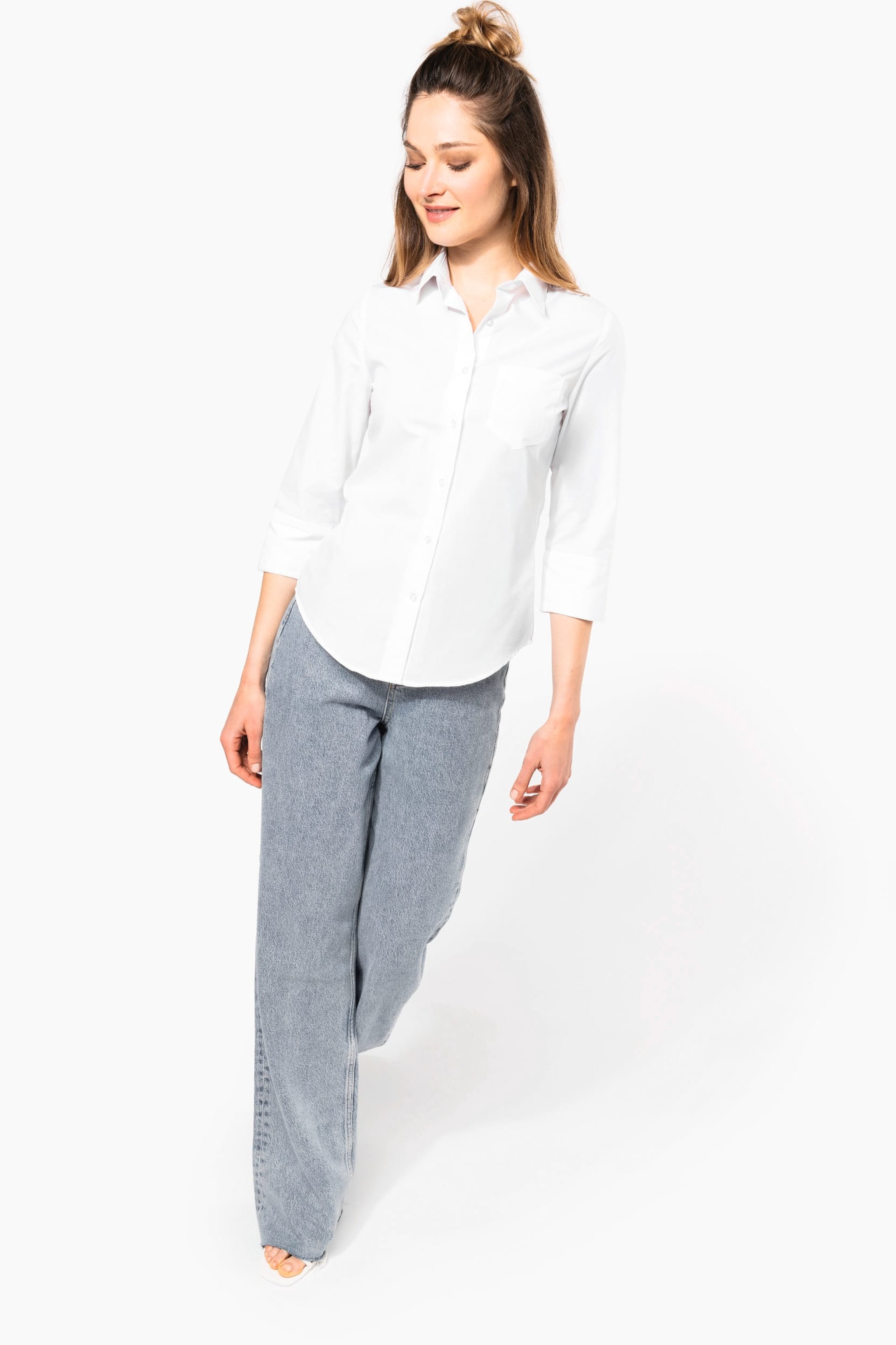 Camisa popeline manga a 3 /4 de tratamento fácil - K558