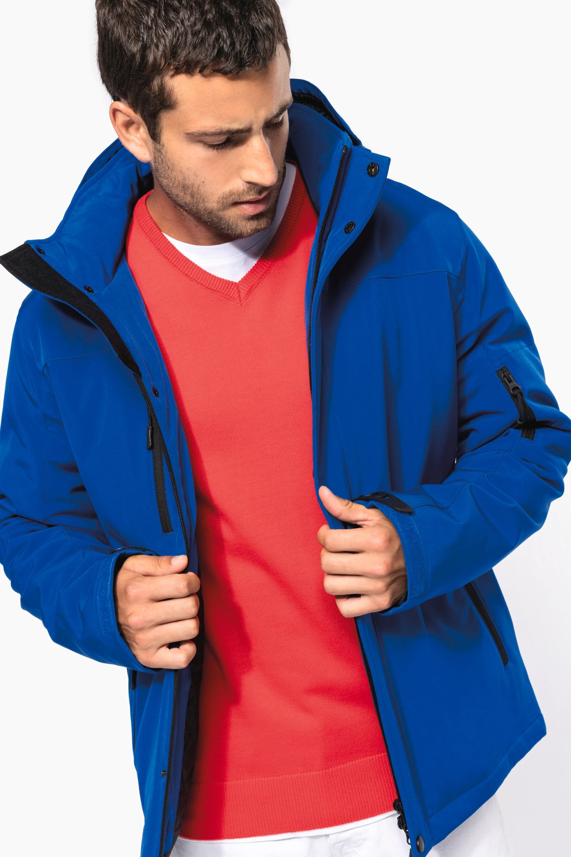 Parka softshell acolchoada com capuz - K650